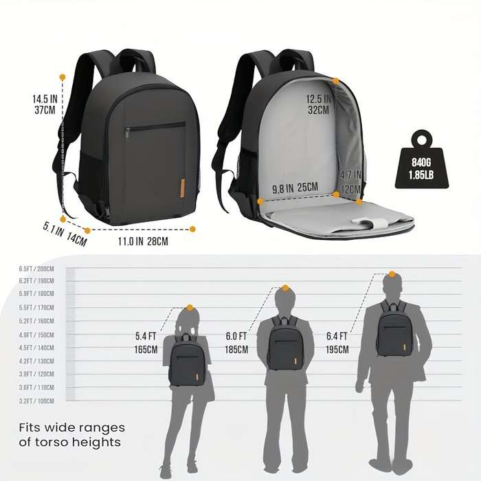 Black - Camera Backpack Bag with Waterproof Cover Multi-Compartment Design for Camera Accessories La