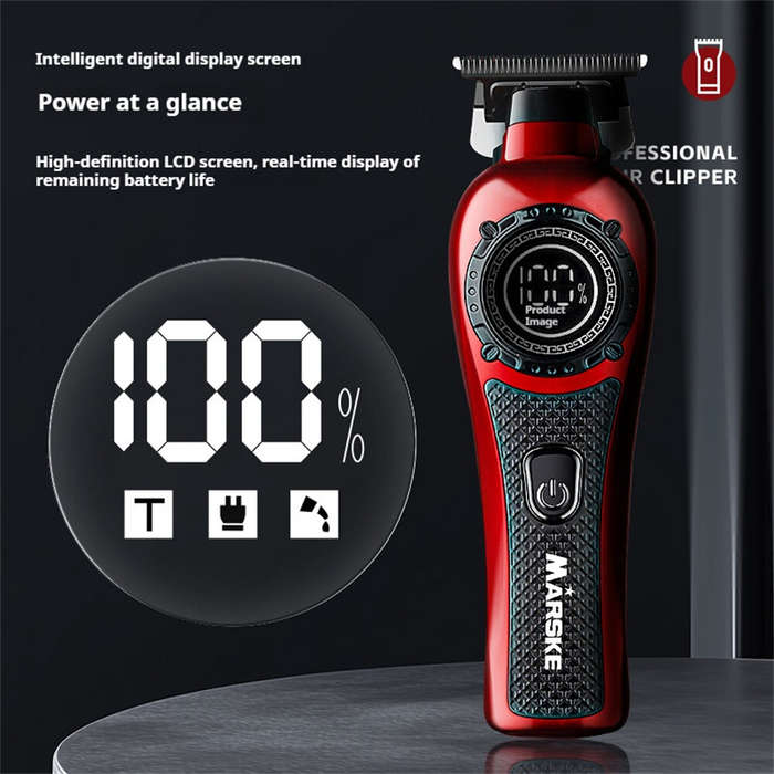 Black - MARSKE MS-5065 Professional Hair Clipper High-Speed Motor LED Display Low Noise USB Recharge
