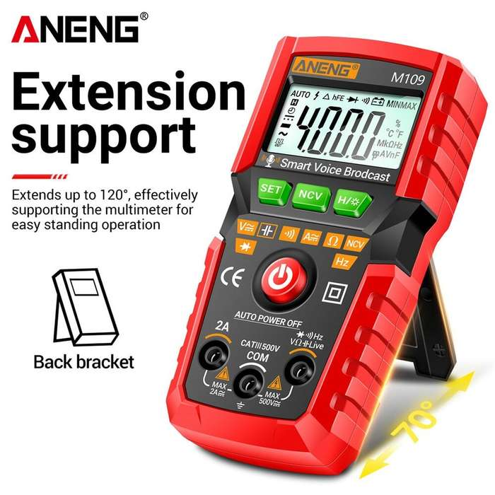Red - ANENG M109 Digital Multimeter 4000 count AC/DC Voice Broadcast Electrical Instruments Tester A