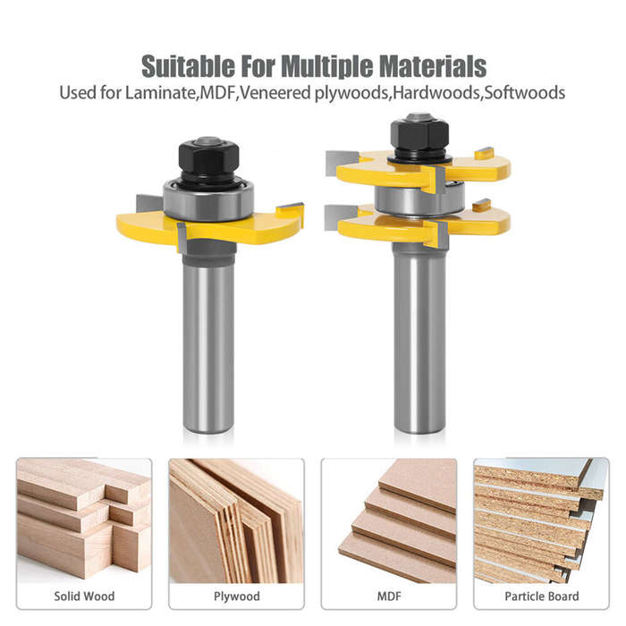 1/4 Inch 6.35mm Shank - 2pcs 1/2 Inch 1/4 Inch 8mm Shank Tongue and Groove Router Bit Set Tungsten C