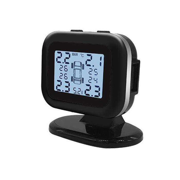 Black - Mini Car TPMS Tire Pressure Monitoring System with External Tire Pressure Sensor Temperature