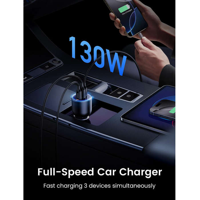 Black - UGREEN 130W USB C Car Charger PD 100W +PD 30W Type C Car Charger Adapter for iPhone 16 16 Pl