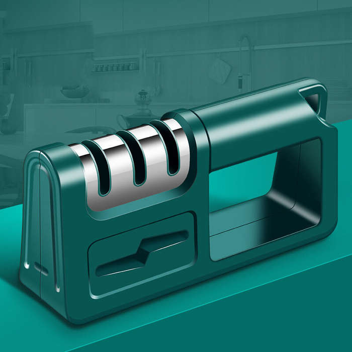 Green - 4-in-1 Knife Scissors Sharpener Knife Sharpener Fast Knife Dual-Purpose Ceramic Knife Sharpe