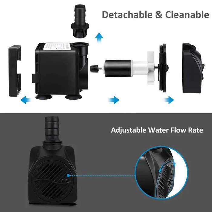 US Plug - 30W Ultra Quiet Submersible Water Pump 550GPH High Lift for Aquariums Fish Tanks Ponds Hyd