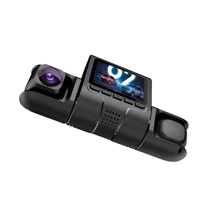 Black - 1080P Triple Lens Car Dash Cam Dashcam Front Inside & Rear HD Car DVR 120 Angle Loop Recordi