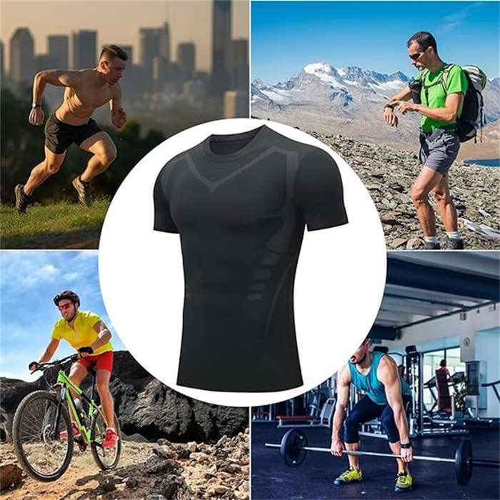 M - TENGOO Tight Sports Shirt Shaping Shirts Quick Drying Polyester Multifunctional Comfortable T-Sh