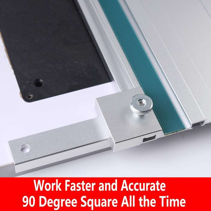 Silver - Aluminum Alloy Track Saw Square Guide 90 Degree Right Angle Compatible with T Track System