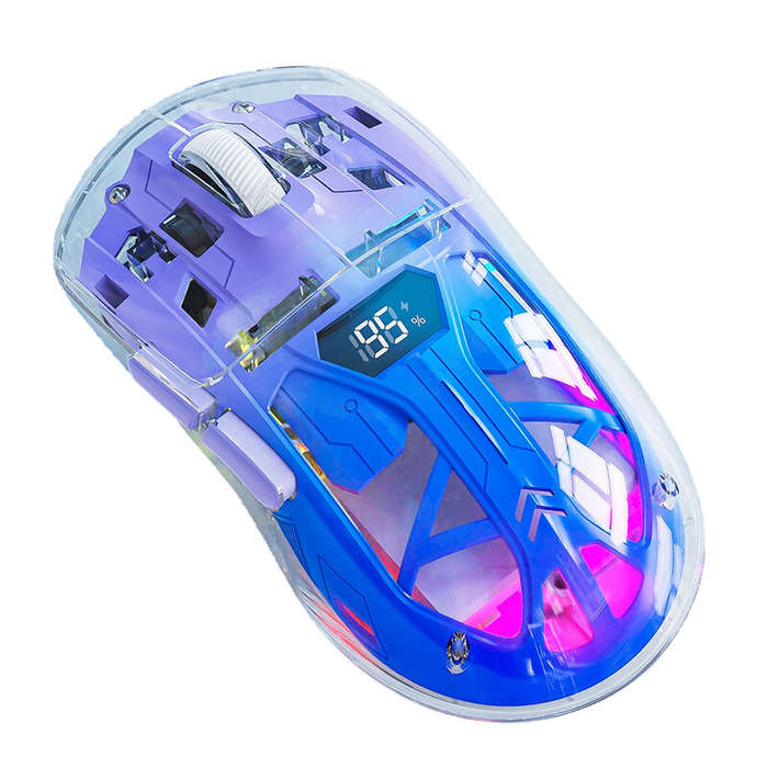 Purple - Free Wolf A2 Dual-mode Gaming Mouse with Digital Screen PixArt 3212 Sensor 4000DPI RGB Ligh