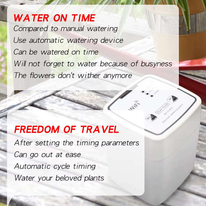 White - Tuya WIFI Smart Garden Intelligent Watering Device 20 Pots Double Pump Timed Automatic Drip