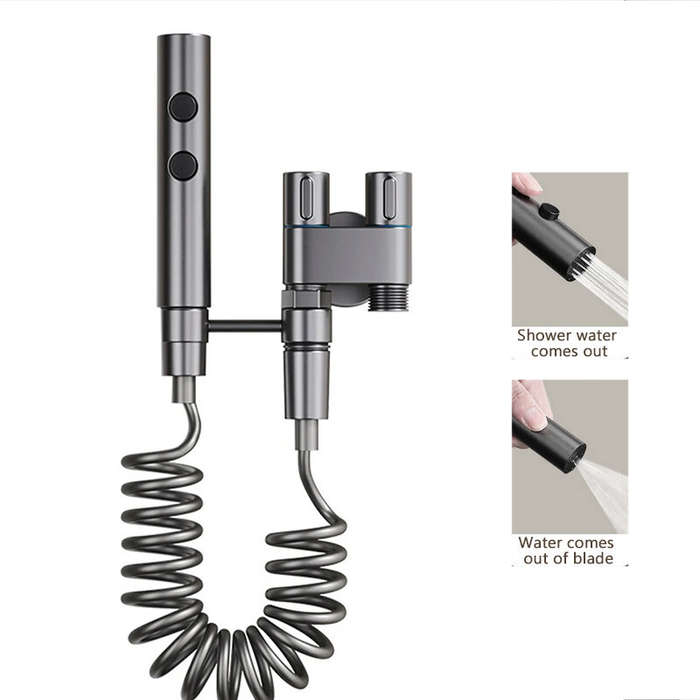 #2 - Stainless Steel Toilet Spray Gun Set with Adjustable Modes Spring-Loaded Hose and 360 Support B
