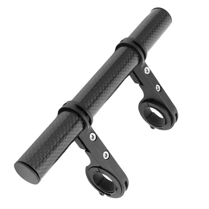 Black - 1pc Carbon Fiber Bike Handlebar Extender Bracket, Flashlight Holder Extension Bracket For Ou