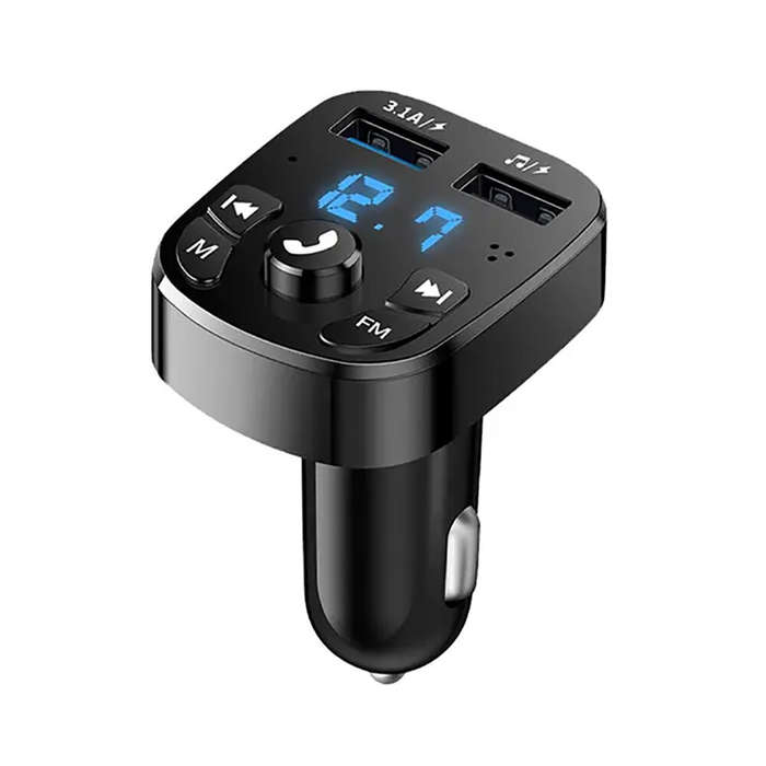 Black - Dual USB Car MP3 Player Fast Charger FM bluetooth Receiver Compatible 5.0 FM Transmitter USB
