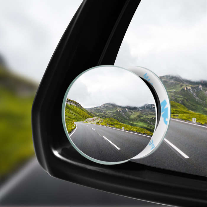 Silver - 2Pcs Round Frame Convex Blind Spot Mirror Safety Driving Wide-angle 360 Degree Adjustable C