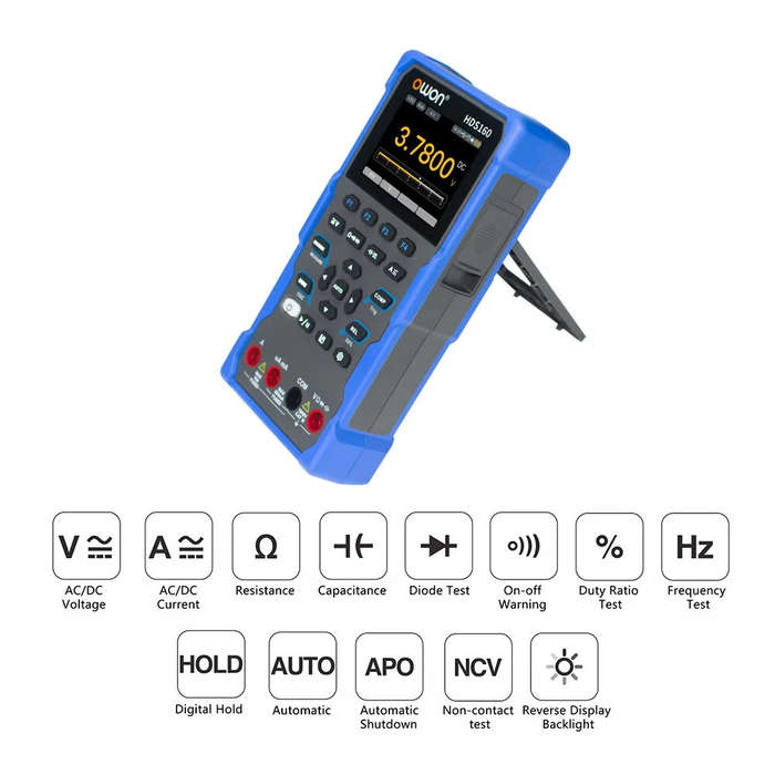 Black - 2in1 OWON HDS160 Oscilloscope Multimeter 60000 Counts True RMS 1MHz 1 Channel AC DC Voltage