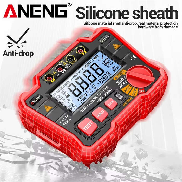 Red - ANENG MH16 Digital Multimeter Insulation Tester 500V/1000V/2500V High Voltage Resistance Meter