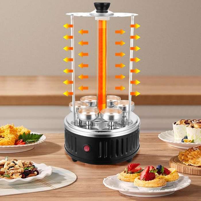 DSP Electric Grill 6 Sticks Automatic Revolving Vertical Grill Timing Barbecue Tools Smokeless Mutto