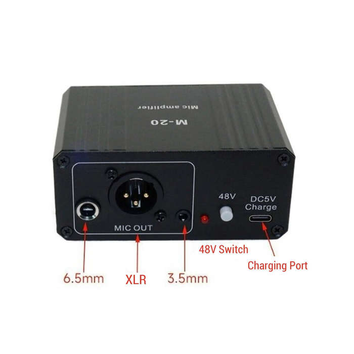 3.5mm audio cable - High Gain 48V Microphone Preamp Low Noise XLR Output Balanced Amplifier Compact