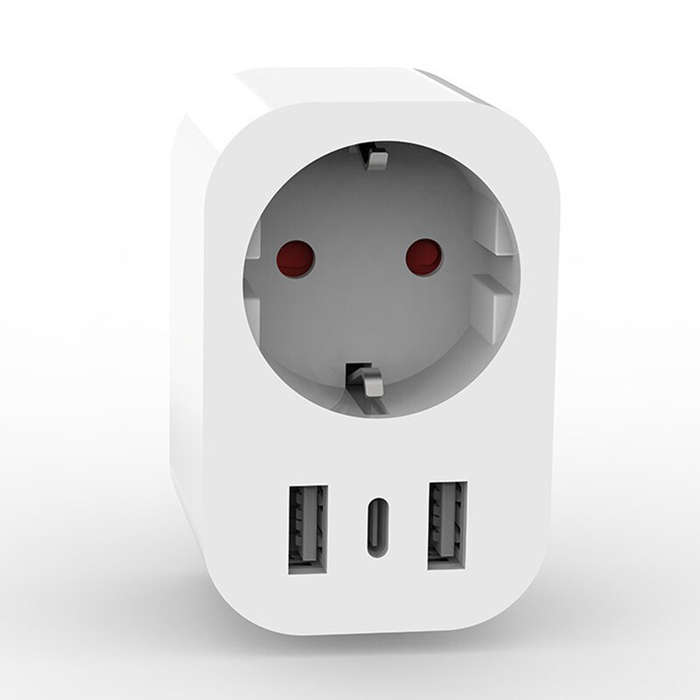 EU Plug - Tuya Smart WiFi Socket EU Plug with USB/Type-C Charging Port Timing Function Phone Remote