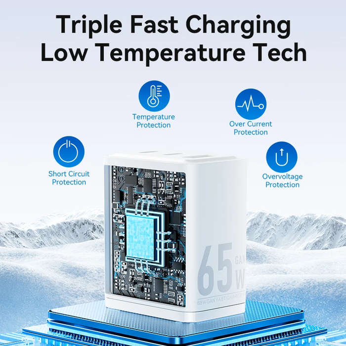 Black - [GaN Tech] Vention FER 65W 3-Port USB PD Charger USB-A+2USB-C PD3.0 QC3.0 PPS SCP FCP AFC Ap