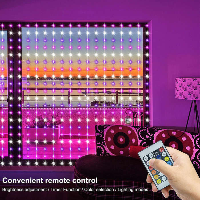 3x3M - LIXINCORDA Smart RGB LED Curtain Light Strings Bluetooth APP Control Remote Control IP68 Wate