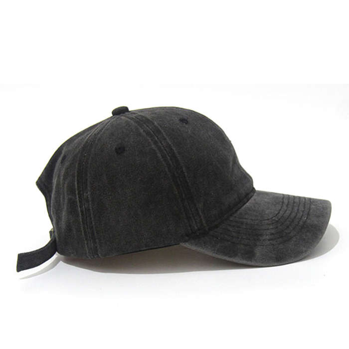 Black - Solid Washed Denim Baseball Cap Vintage Unisex Cotton Sport Hat Outdoor Soft Breathable Vers