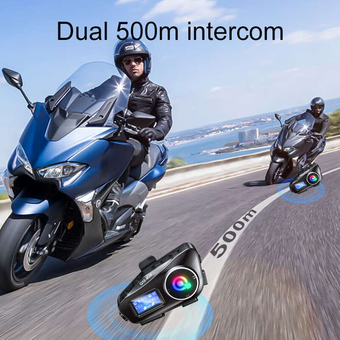Hard Microphone - Coralme Q58MAX Motorcycle Helmet Mixing Intercom Helmet Bluetooth Headset with 300