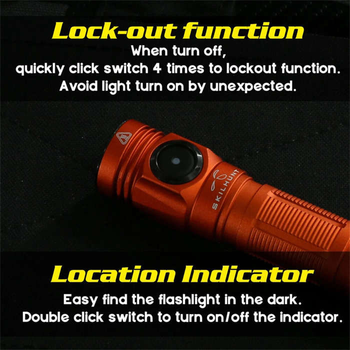 Grey - SKILHUNT M150 V4 850 Lumens EDC Compact Flashlight 5000K High CRI Rechargeable Mini LED Torch