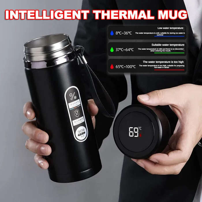 #02 - 1000ML Smart LED Temperature Display Thermos Bottle Stainless Steel Portable Insulated Cup SUS