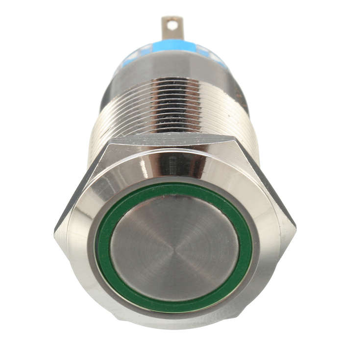 Blue - 5 Pin 19mm LED Light Illuminated Push Button Latching Switch SPDT Waterproof