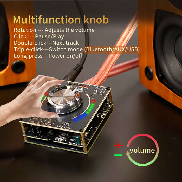Black - Sinilink XY-D100H 100W*2 HiFi bluetooth Amplifier Board TPA3116*2 Module Digital Audio Amp w