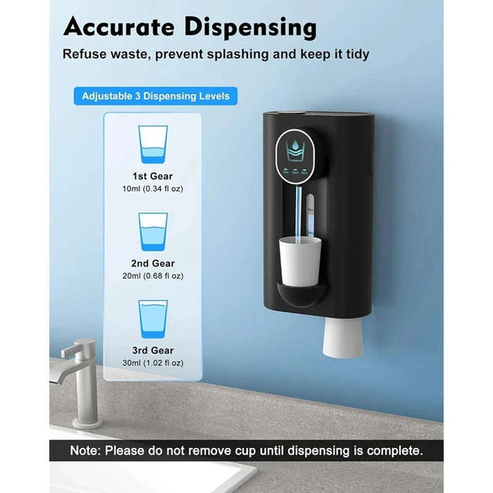 Black - Smart Induction Mouthwash Machine 1200mAh Bathroom Mouthwash Dispenser 18.26oz (540Ml) Autom