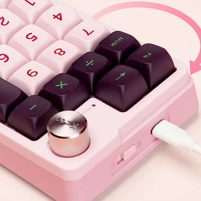 Blue - KZZI K20 19 Keys Tri-mode Wireless Mechanical Keypad with Knob Hot Swappable RGB Gaming Keybo