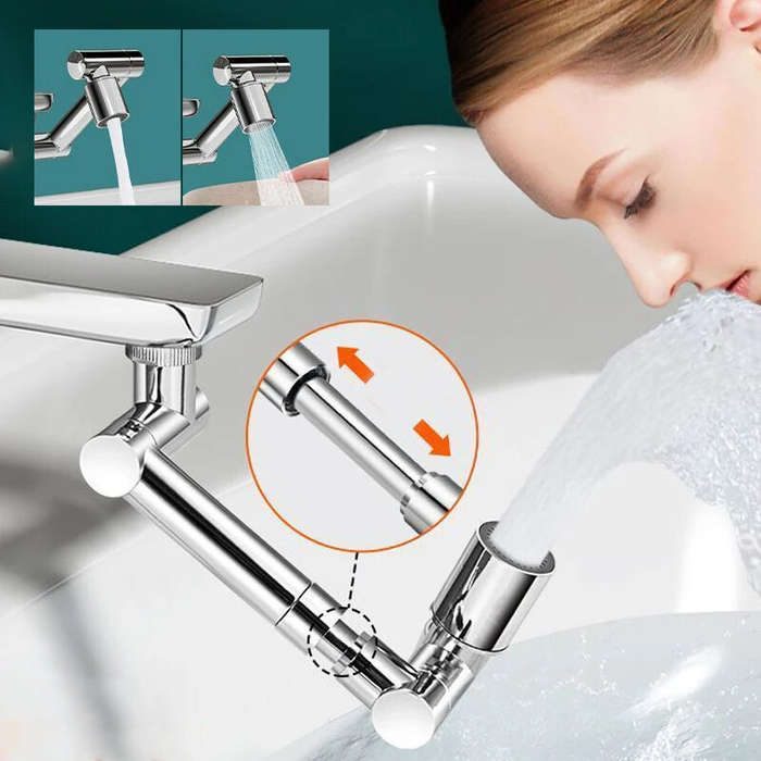 Black - 1440 Rotatable Scalable Metal Faucet Aerator Bathroom Tap Splash-proof Bubbler Faucet Filter