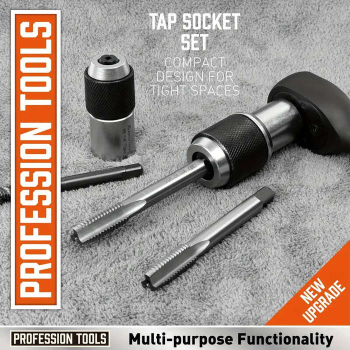 Silver - 2PCS Adjustable Jaw Tap Set 3/8" Drive Premium Steel Fits Taps Reamers High-Quality Versati