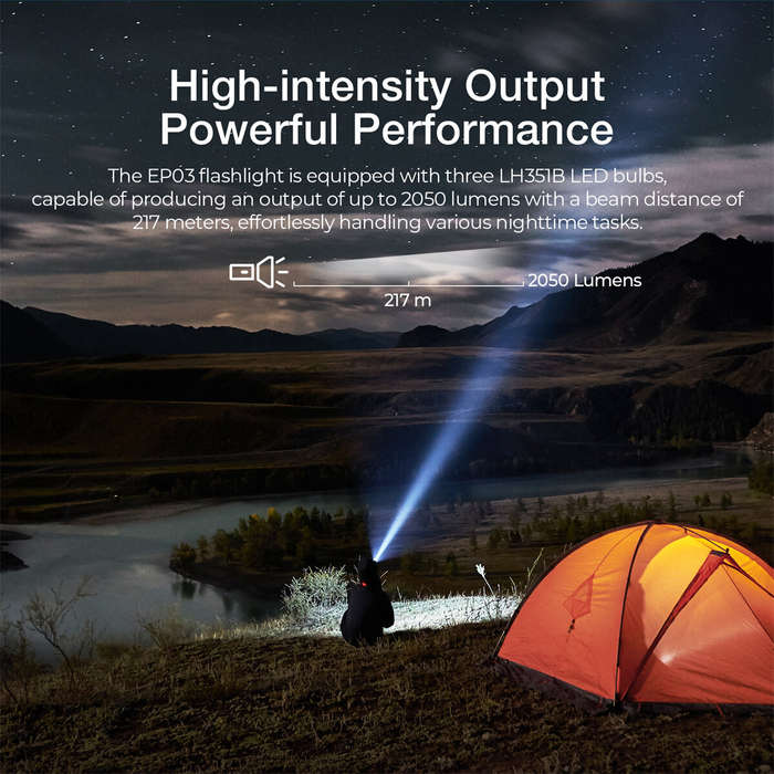 Astrolux EP03 2050LM LH351B LED Super Bright Flashlight 8H Runtime Type-C Rechargeable with 18650 Ba