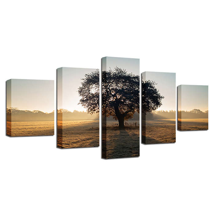 5Pcs Wall Decorative Paintings Sunshine Tree Canvas Print Art Pictures Frameless Wall Hanging Decora