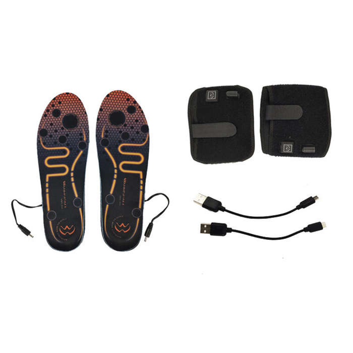 Black - TENGOO Winter USB Rechargeable Heated Insoles 3 Levels Feet Warm Shoe Pad Thermal Electric F