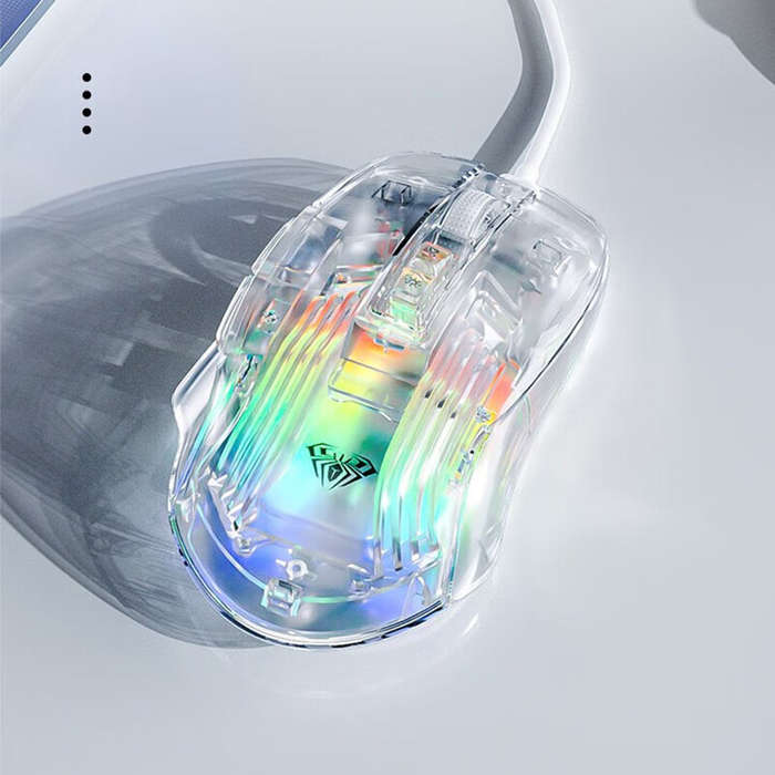 Transparent - AULA S80 Wired Gaming Mouse Transparent Ergonomic RGB Computer Mouse 7200 DPI for PC C
