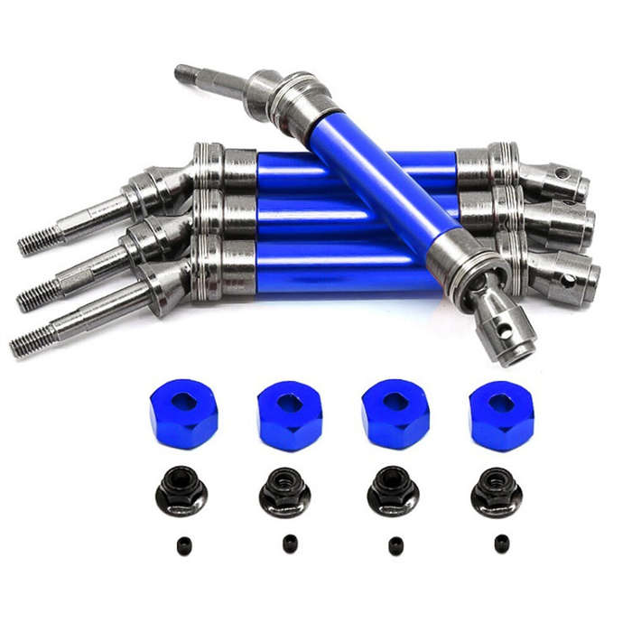 Red - Upgraded Metal Front Rear CVD Drive Shaft w/ Hex Adapter for SLASH 4x4 Huan QI 727 1/10 RC Car