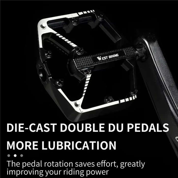 Black - WEST BIKING DU Bearing Bicycle Pedal Anti-slip Cycling Pedal Ultralight Aluminum Alloy for M
