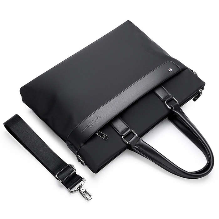 Black - Men's Business Briefcase 14'' Laptop Handbag Waterproof Large Capacity Shoulder Crossbody Ba