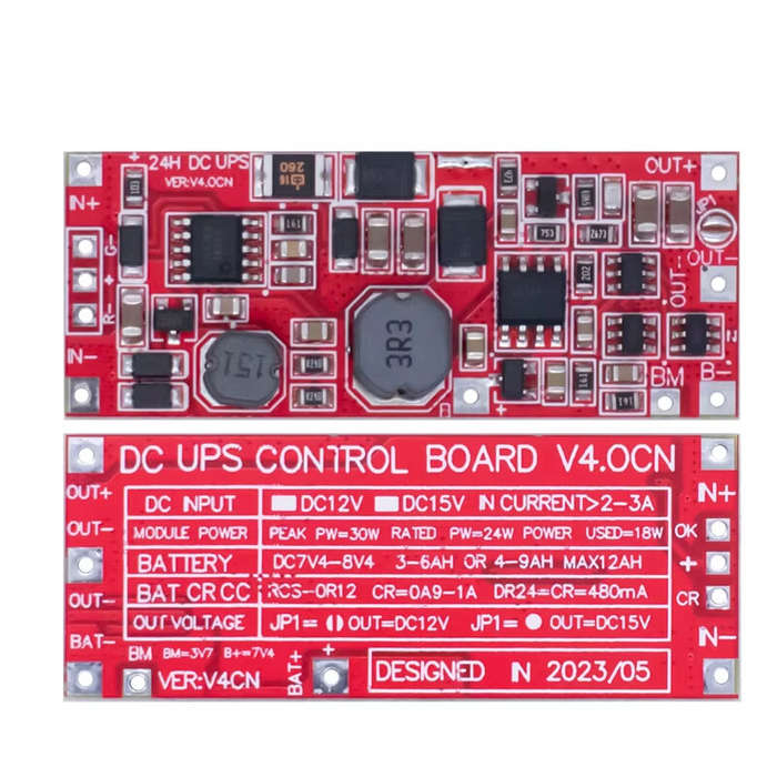 Red - DC 12V/15V 24W 1A UPS Power Supply Module Uninterruptible Power Control Board Charging Step Up