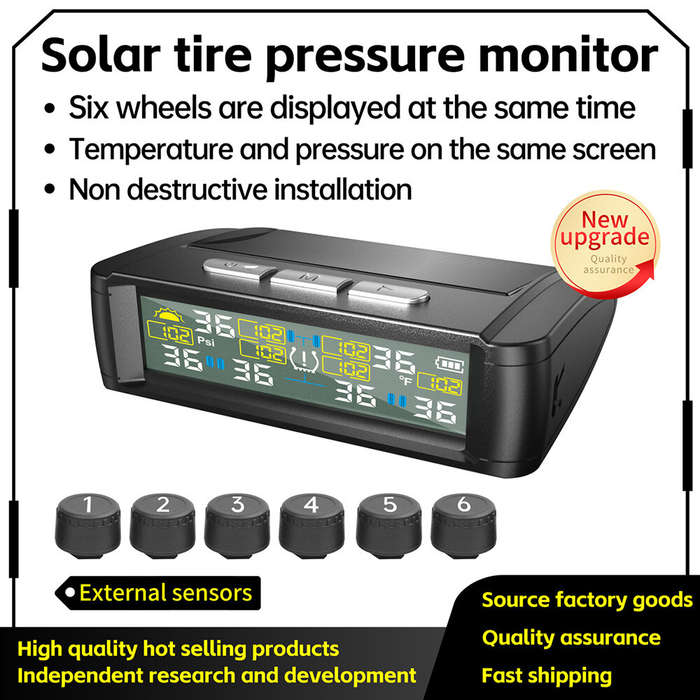 1 - Tire Pressure Monitor System 6-Wheel Solar RV Tire Pressure Monitoring Supports Atmospheric Pres