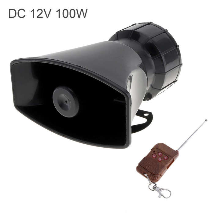 24V - 100W 7 Sound 12V 24V Car Police Vehicle Number Plate with Remote Control Warning Siren Horn fo