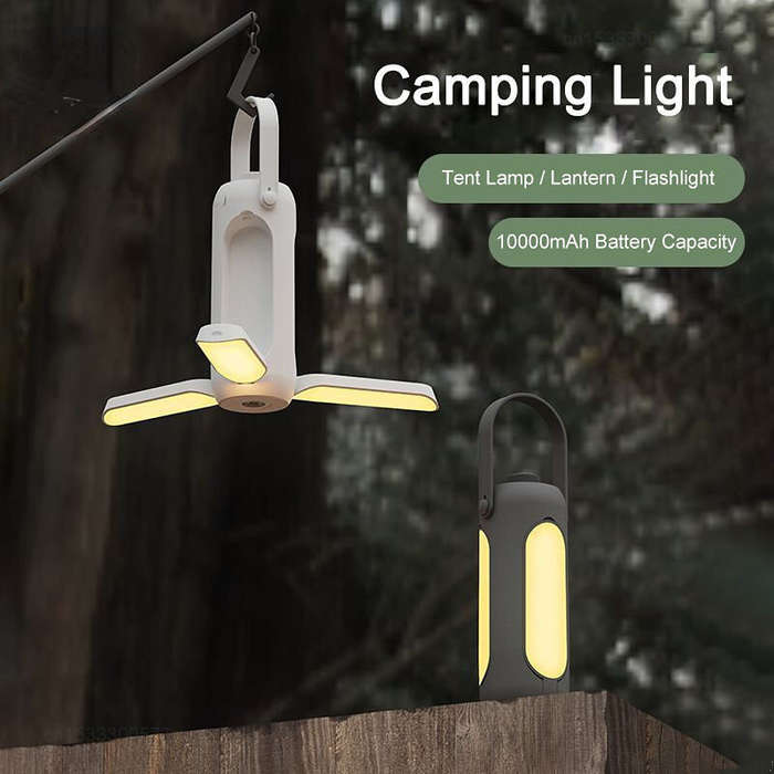 White - IPRee Outdoor LED Camping Lights USB Rechargeable 10000mAh Power Bank Portable Flashlight Te
