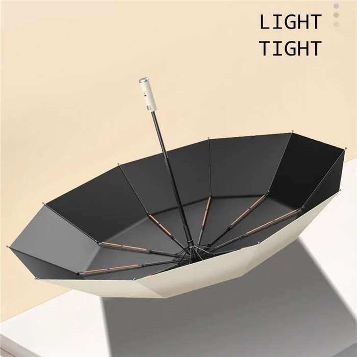 Green - Fully Automatic Folding Umbrella with Fan USB Charge Cool Ultra-light Parasol Black Coating