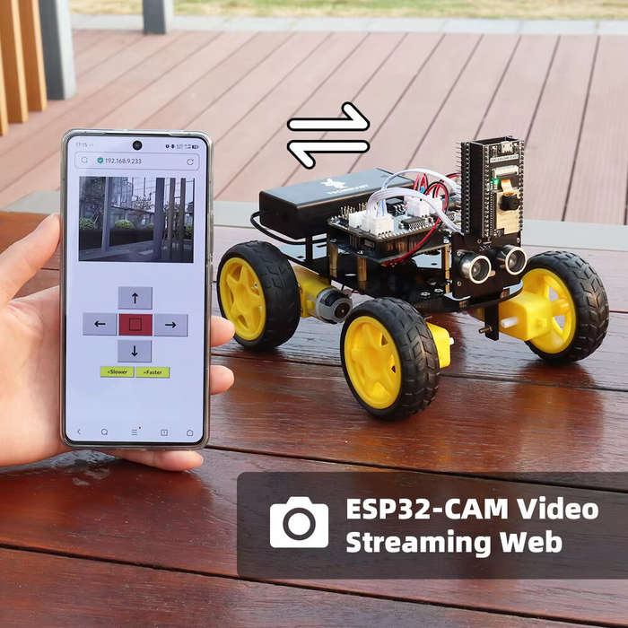 DIY Kit - Tscinbuny 4WD Smart Robot Kit with ESP32 Camera WiFi Control for Arduinos Programming Car