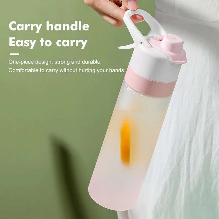 Green - 2-in-1 Sports Water Bottle with Built-in Mist Sprayer 650ml Portable Eco-friendly Hydration