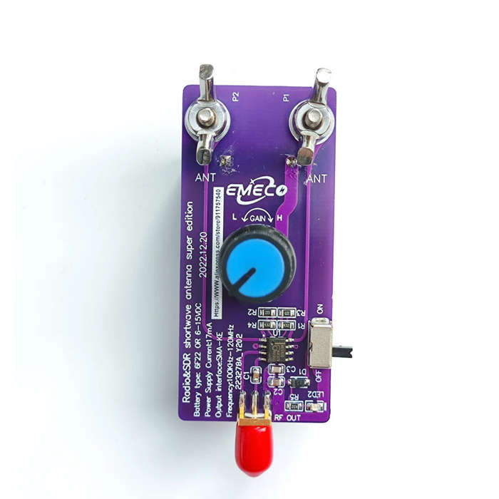 Purple - Active SDR Loop Antenna Amplifier 100kHz-120MHz Low-Noise Adjustable Gain for Shortwave Rad