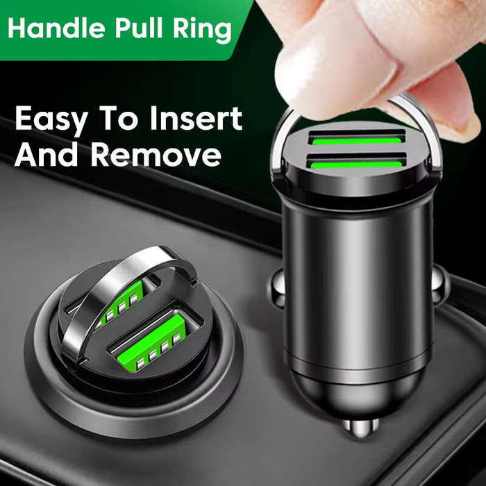 Black - 200W Dual USB Car Charger Fast Charging for iPhone QC3.0 Mini USB Car Phone Charger for Xiao